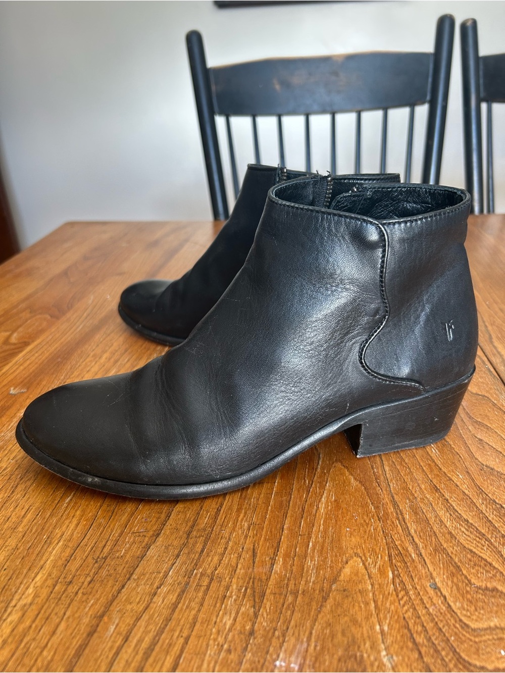 Black Leather Ankle Boots